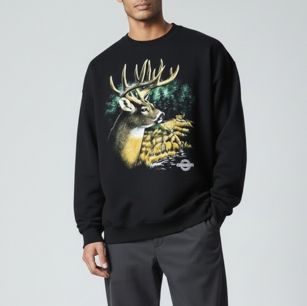 VTG 90s Brazos Sportwear Deer American Wildlife Forever Crewneck Swesteshirt